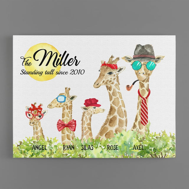 Giraffe Family Member Personalized Canvas