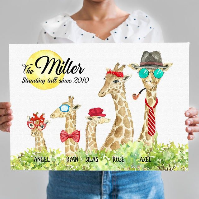 Giraffe Family Member Personalized Canvas