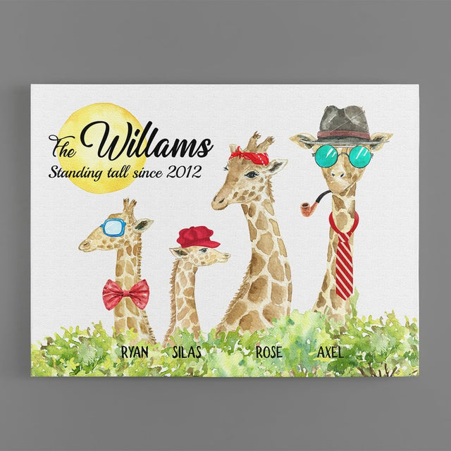 Giraffe Family Member Personalized Canvas