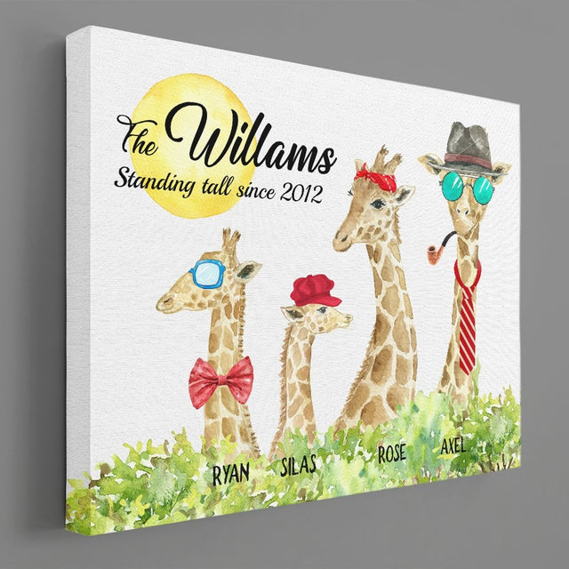 Giraffe Family Member Personalized Canvas