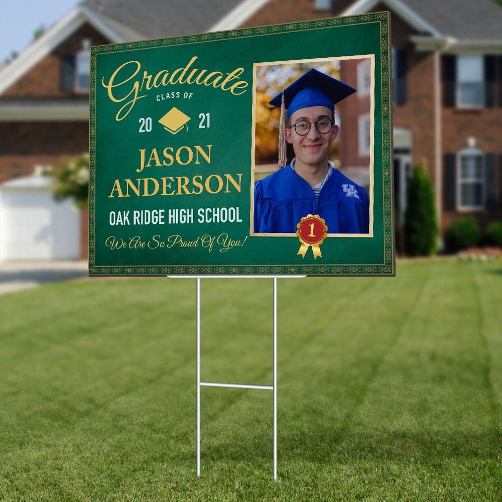 Graduate, Class Of 2021, Custom Photo, Personalized Text Yard Sign