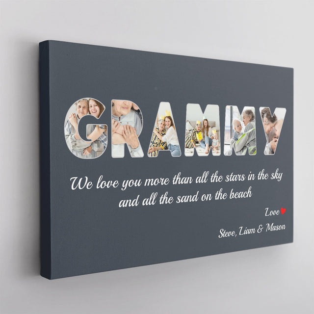 Grammy Custom Photo - Personalized Name And Text Canvas Wall Art
