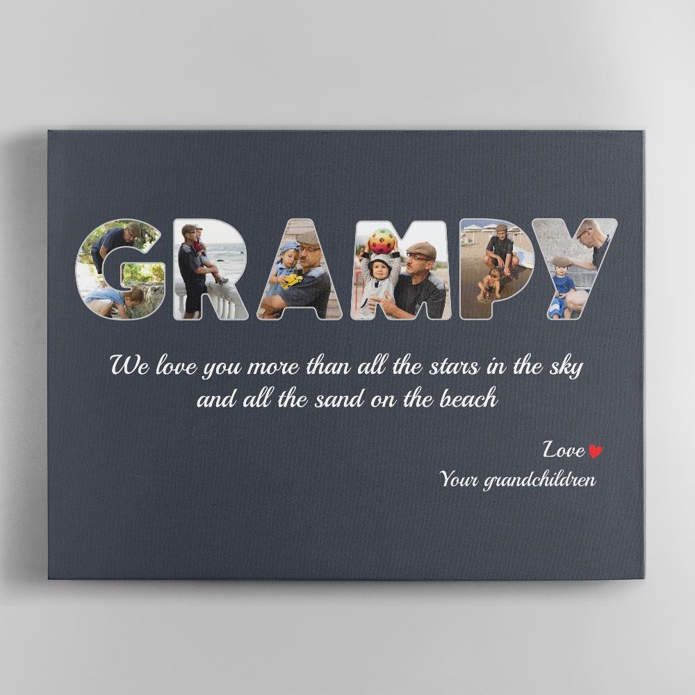 Grampy Custom Photo - Personalized Name And Text Canvas Wall Art