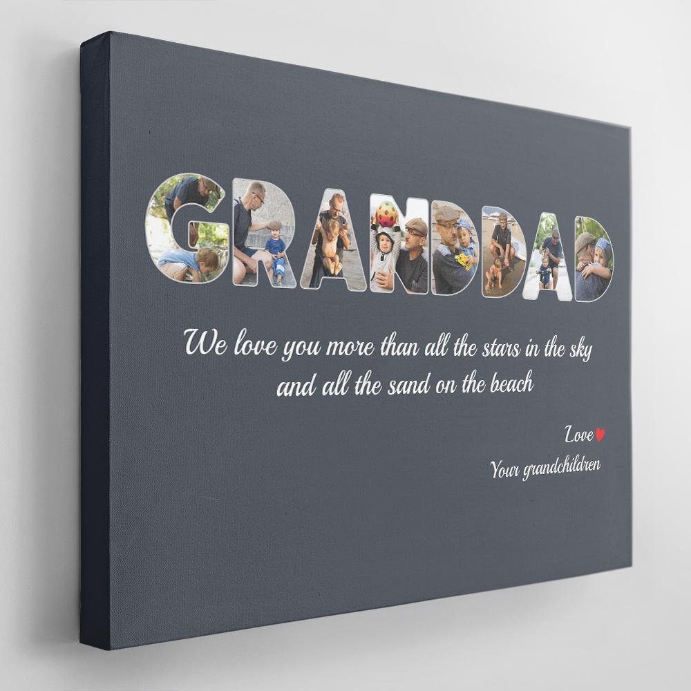 Granddad Custom Photo - Personalized Name And Text Canvas Wall Art