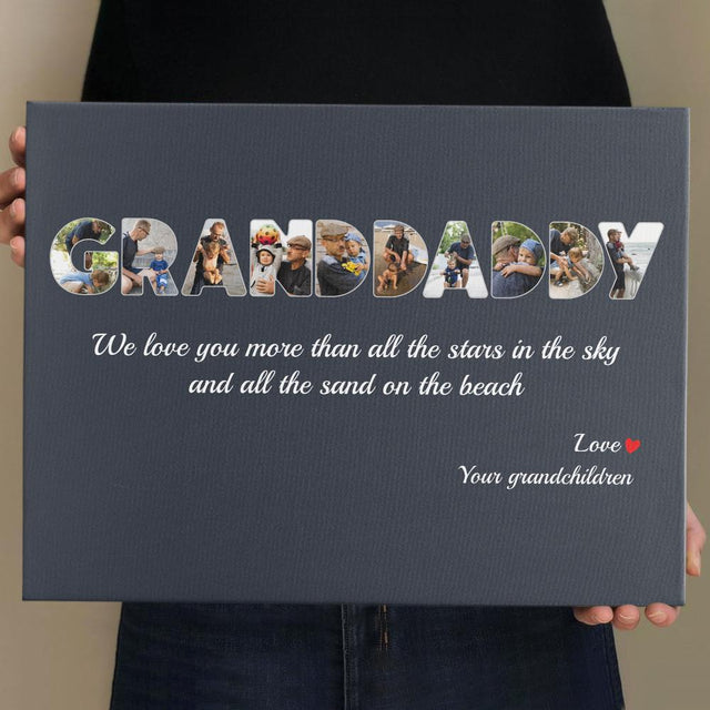 Granddaddy Custom Photo - Personalized Name And Text Canvas Wall Art