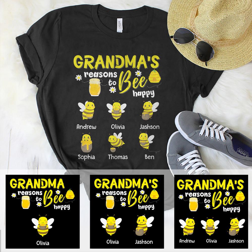 Grandma's Reasons To Bee Happy Personalized Shirt