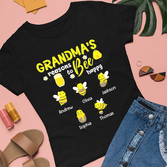 Grandma's Reasons To Bee Happy Personalized Shirt