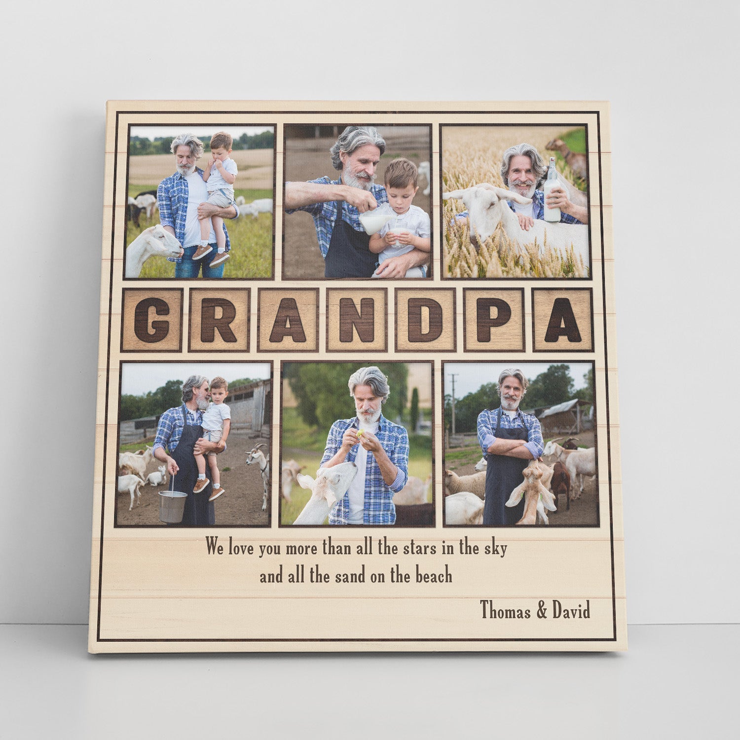 Grandpa, Custom Photo, Personalized Name And Text, Square Canvas