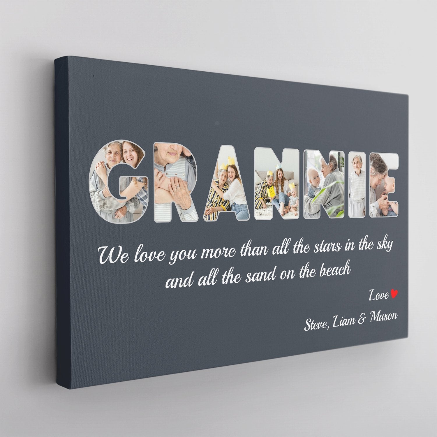 Grannie Custom Photo - Personalized Name And Text Canvas Wall Art