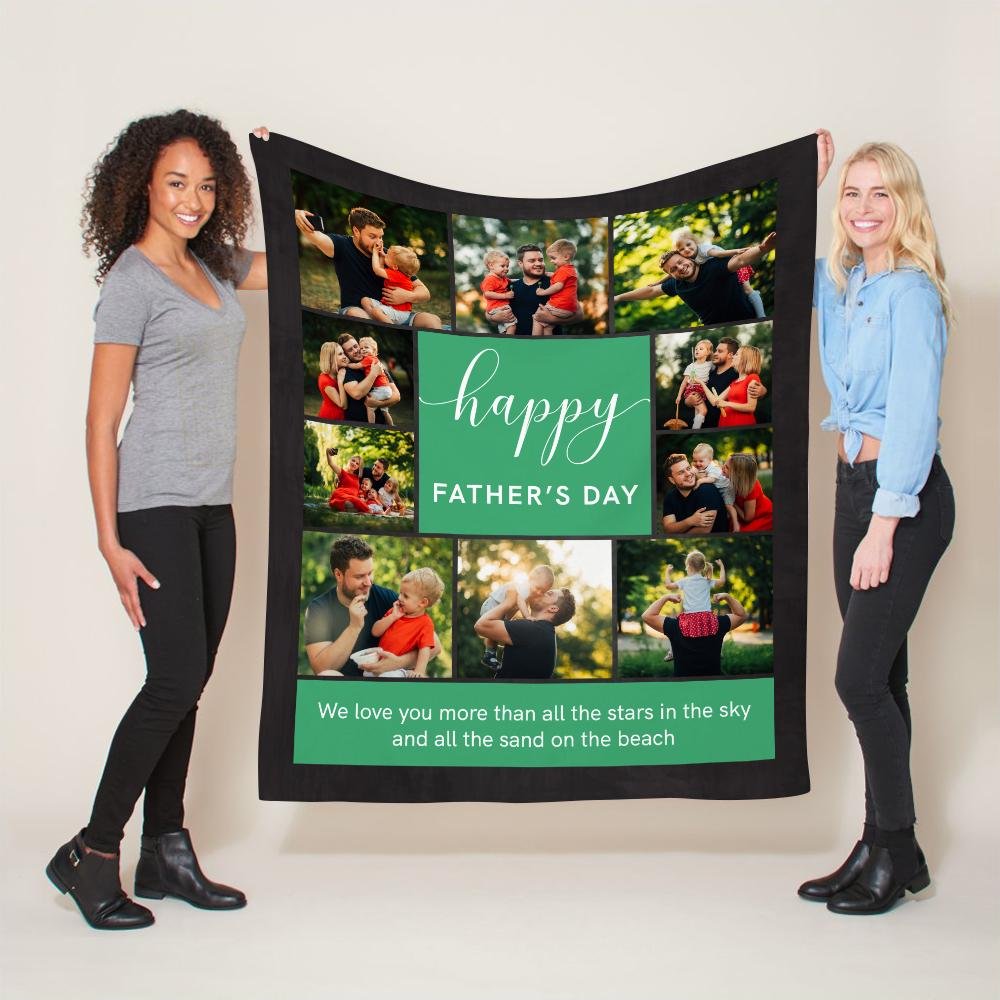 Happy Father's Day, Custom Photo, Personalized Text Blanket