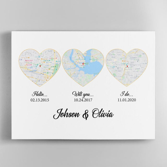 Hello Will You I Do Custom Map And Text Heart Art White Background