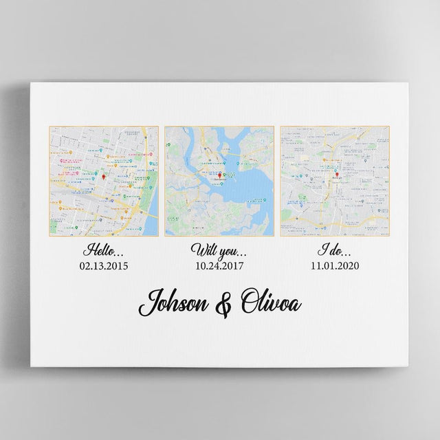 Hello Will You I Do Custom Map And Text Squares Art White Background