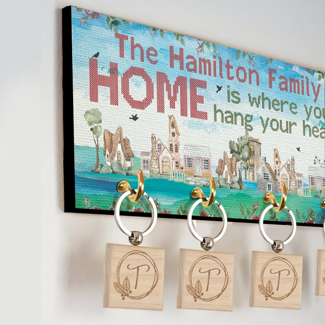 Home Is Where You Hang Your Heart, Custom Key Hook, Personalized Family Name