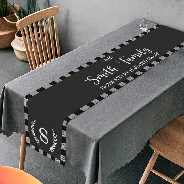 Home Sweet Haunted Home, Personalized Table Runner, Personalized Family Name
