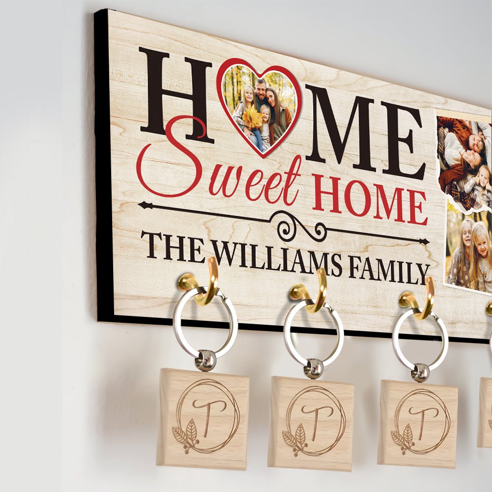 Home Sweet Home, Custom Key Hook, Personalized Photo And Name