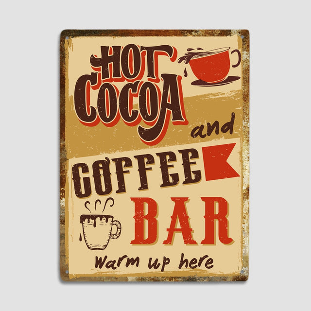 Hot Cocoa and Coffee Bar, Metal Signs
