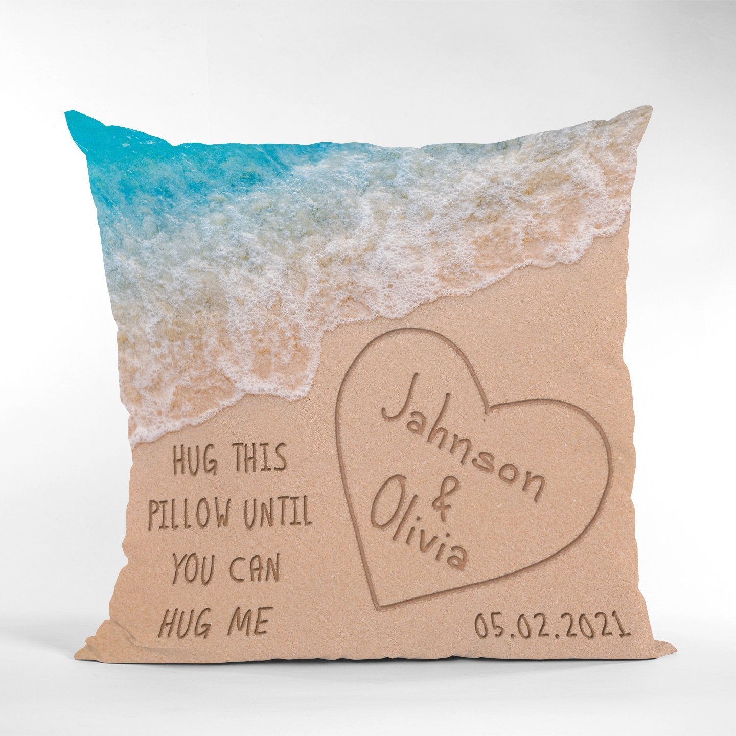 Hug This Pillow Until You Can Hug Me, Custom Name And Date Pillow