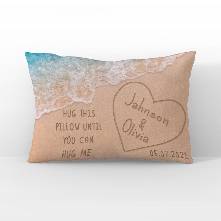 Hug This Pillow Until You Can Hug Me, Custom Name And Date Pillow