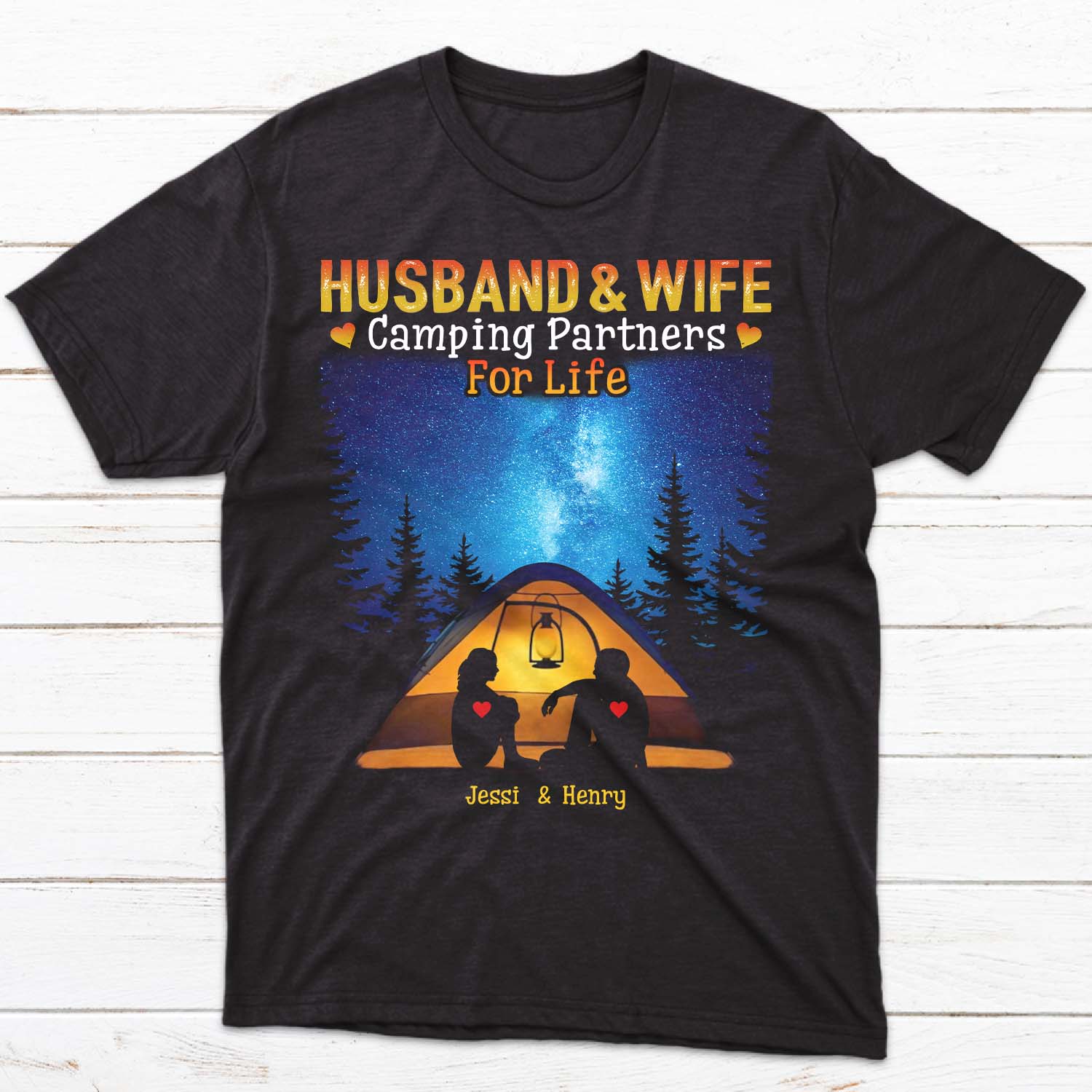 Husband & Wife Camping Partners For Life Personalized Shirt