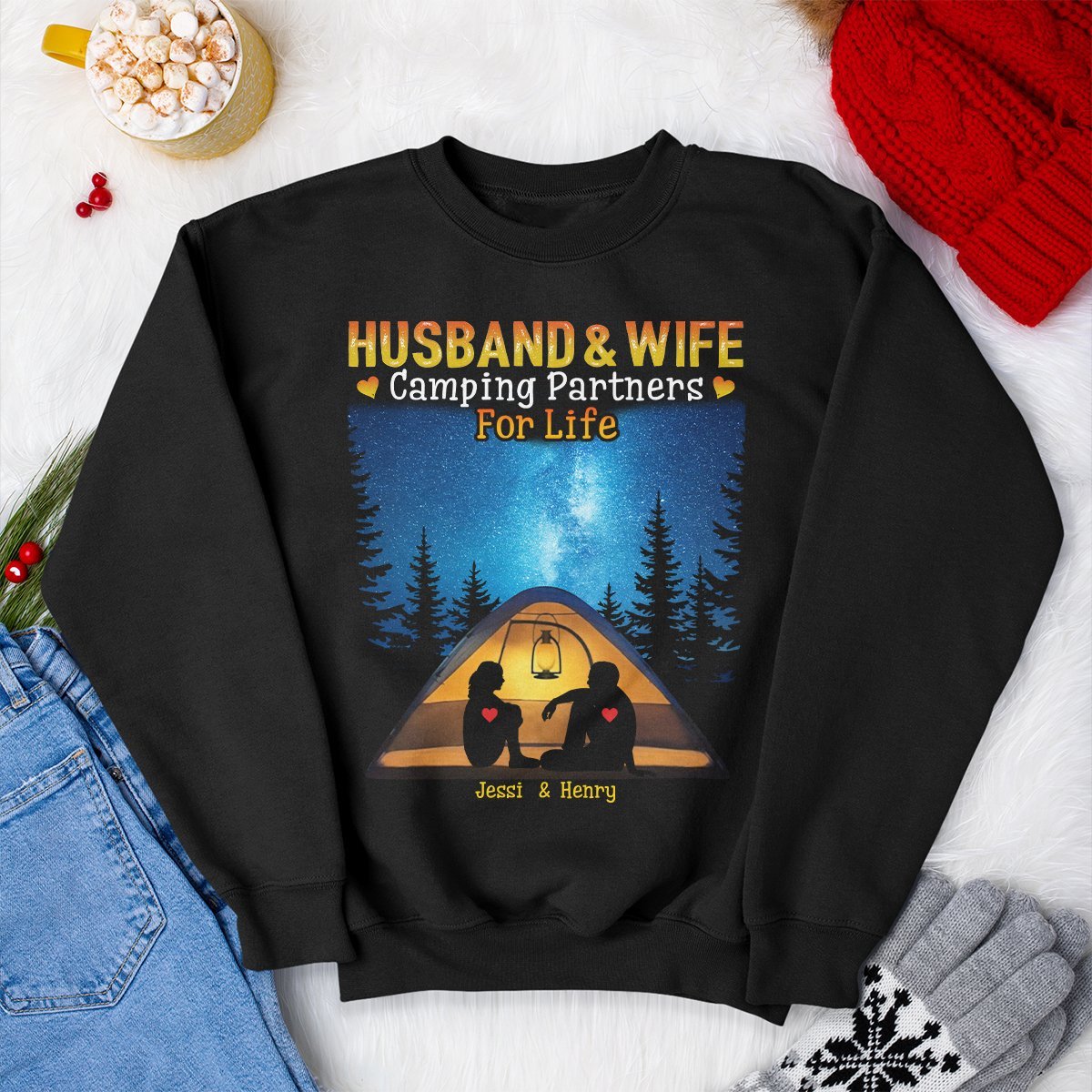 Husband & Wife Camping Partners For Life Personalized Shirt