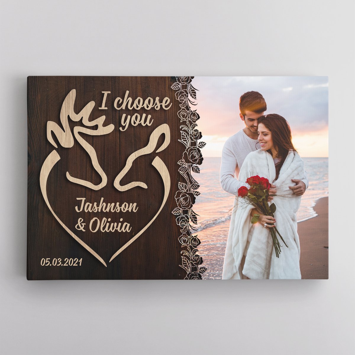I Choose You, Custom Photo, Personalized Name And Text Canvas Wall Art