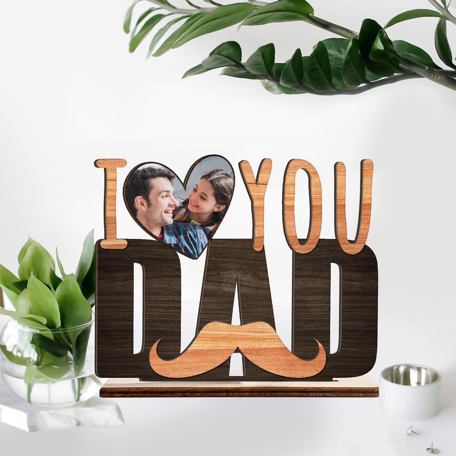 I Love You Dad, Custom Photo, Wooden Plaque 3 Layers