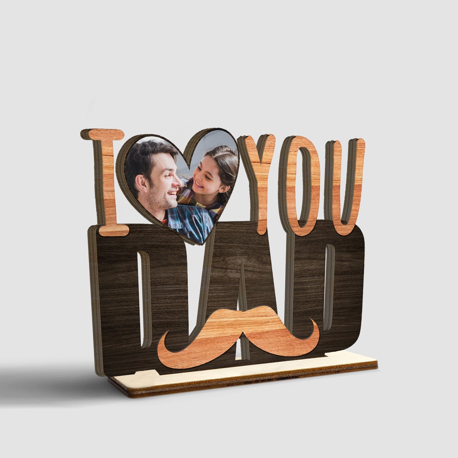 I Love You Dad, Custom Photo, Wooden Plaque 3 Layers