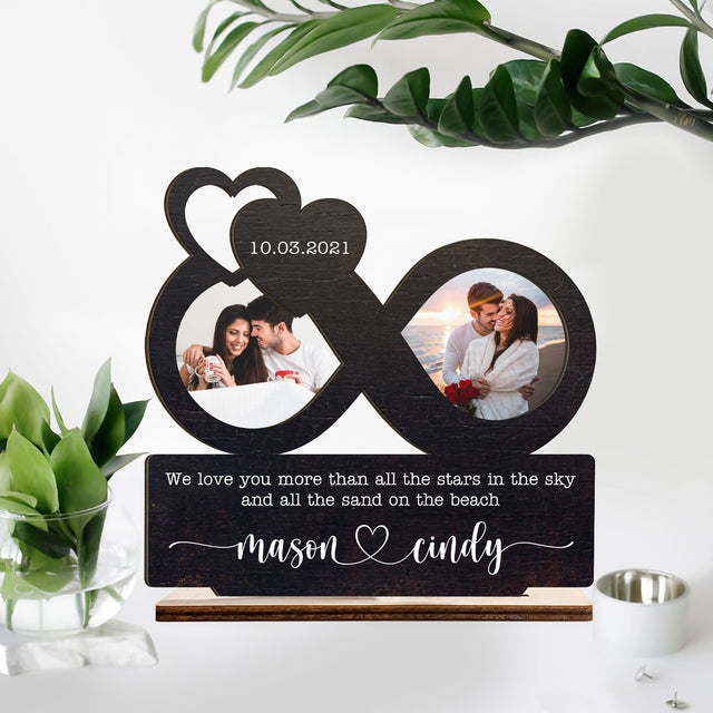 Infinity Love, Custom Photo, Personalized Name, Wooden Plaque 3 Layers
