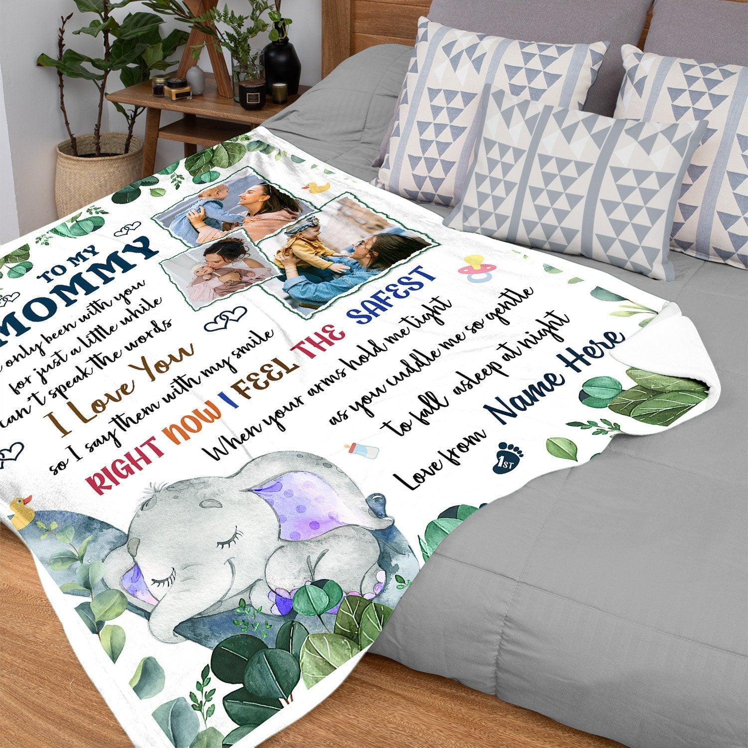 Letter Blanket, Custom Photo Ad TextAdText, Gift For Mom