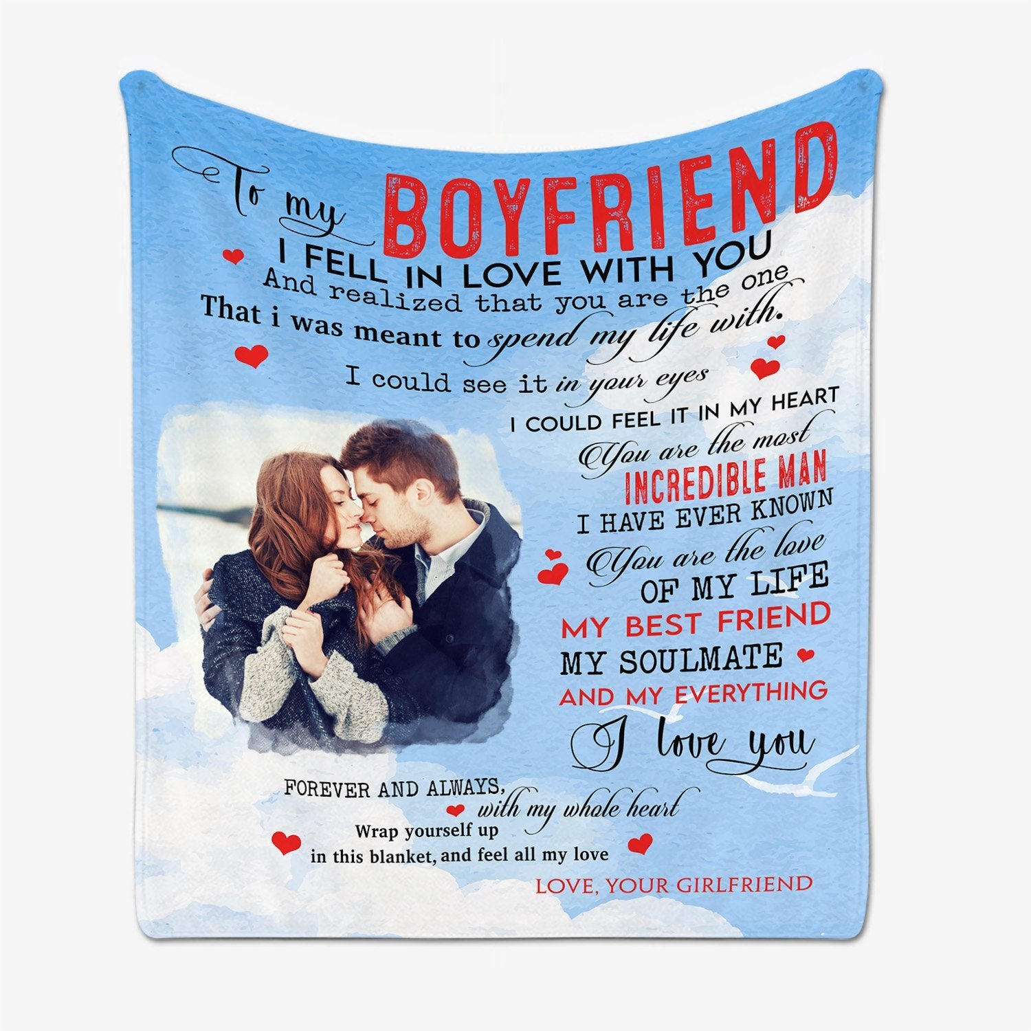 Letter Blanket, Custom Photo, Gift For Boyfriend