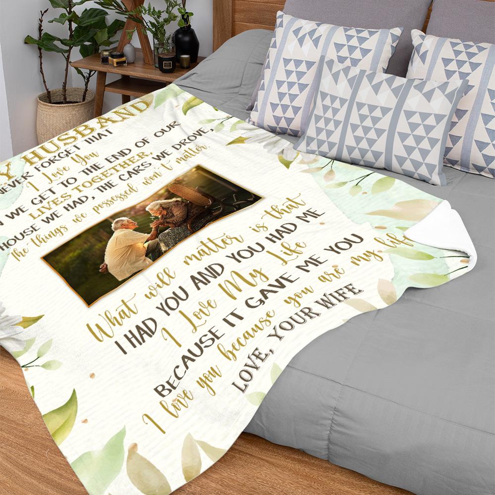 Letter Blanket, Custom Photo, Gift For Husband