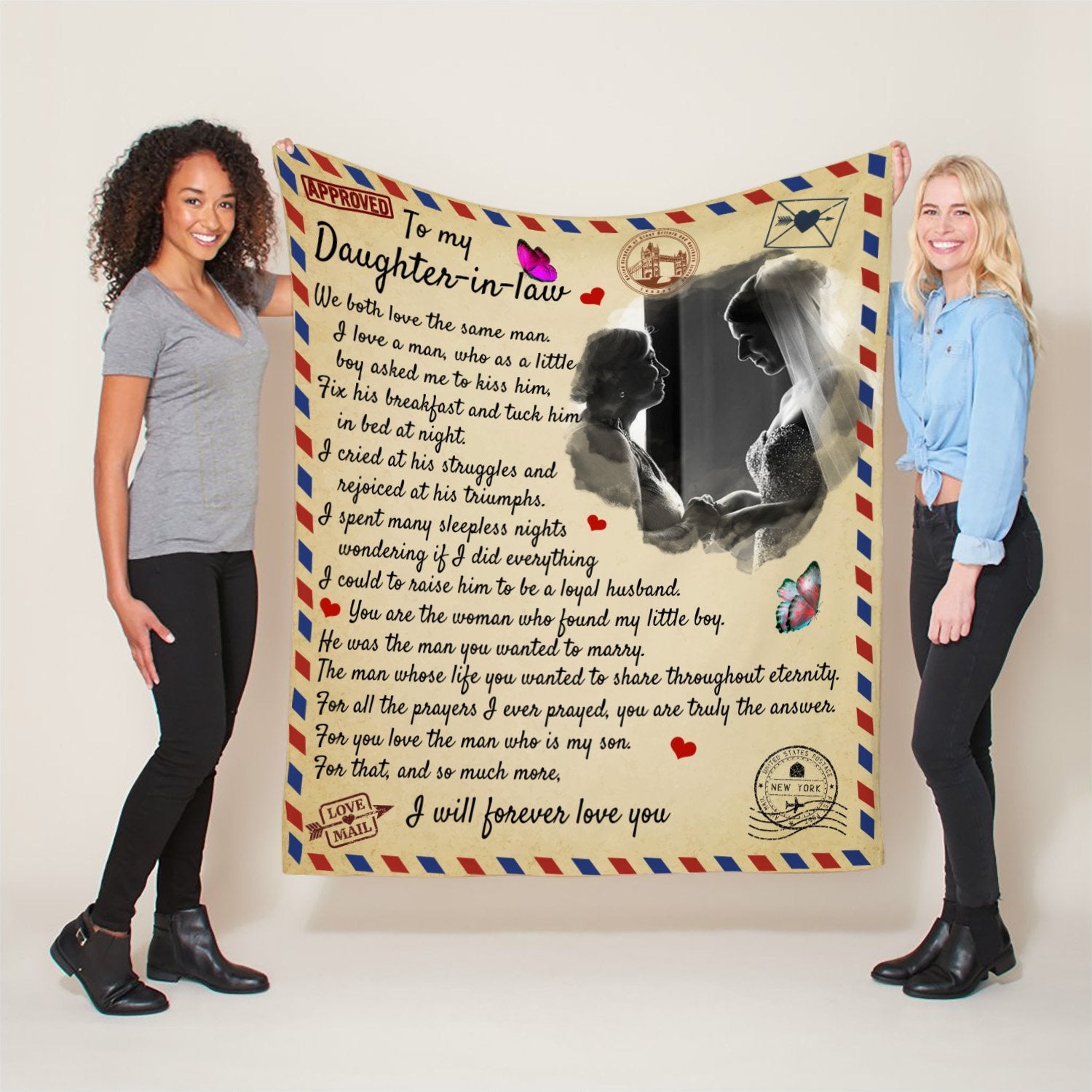 Letter Blanket, Gift For Daughter-in-law, Custom Photo Blanket