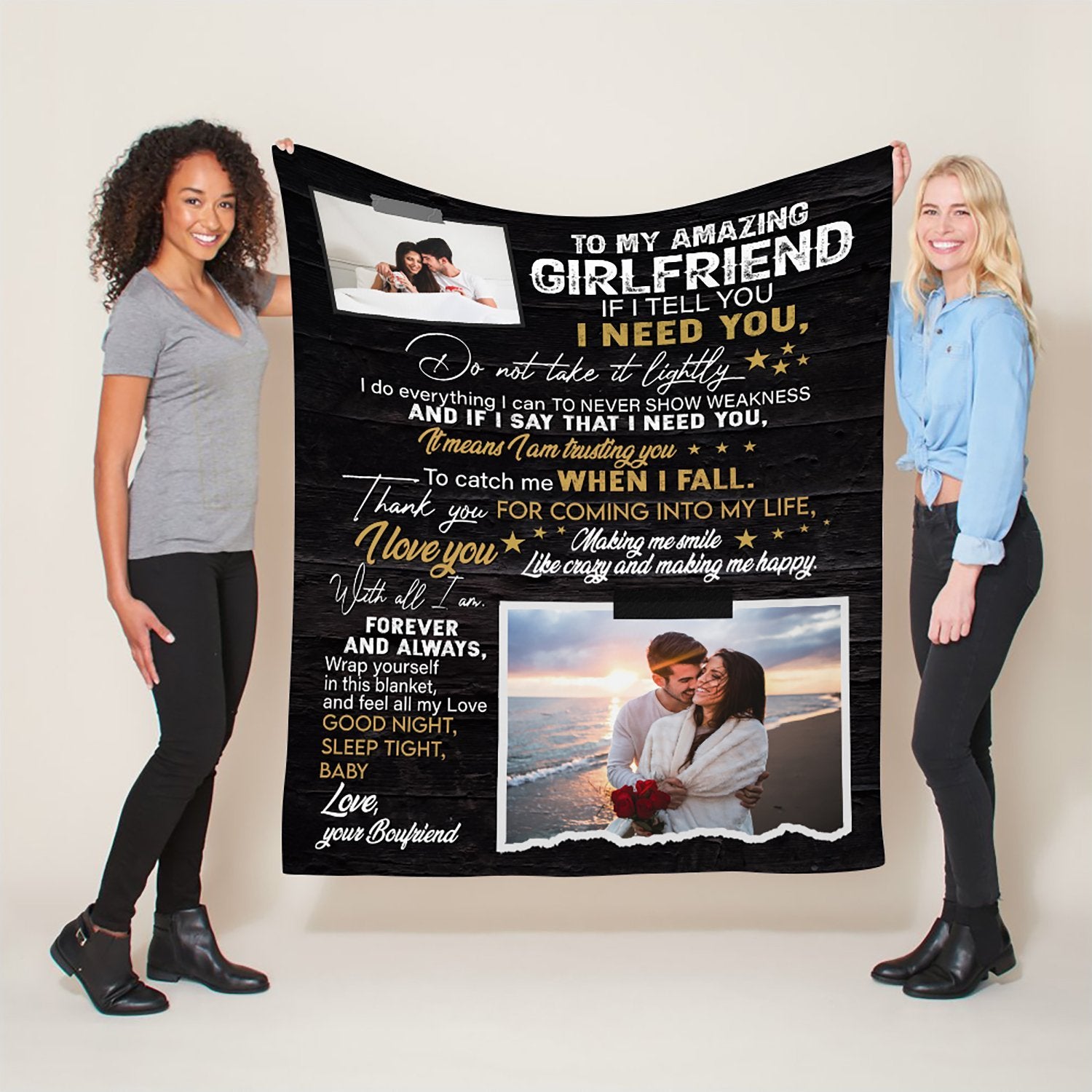 Letter Blanket, Gift For Girlfriend, Custom Photo And Text