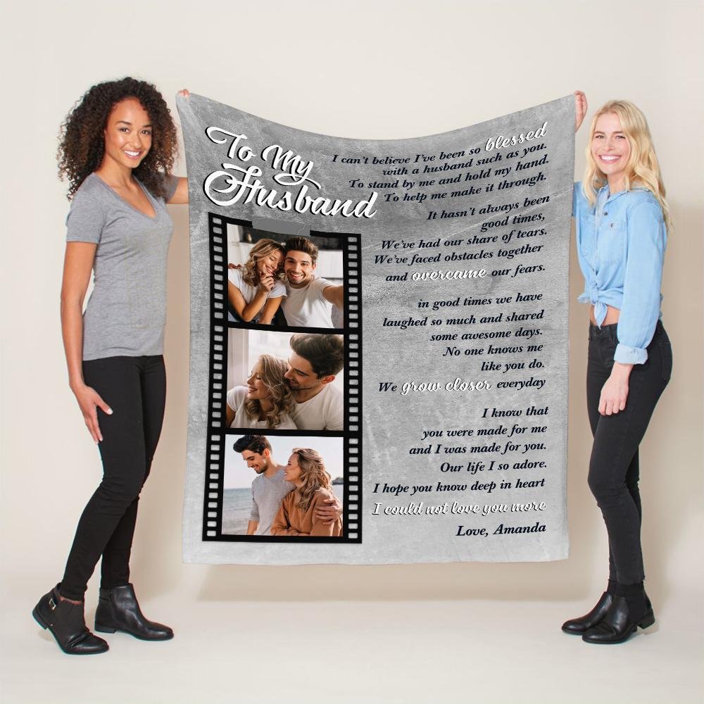 Letter Blanket, Gift For Husband, Custom Photo And Text