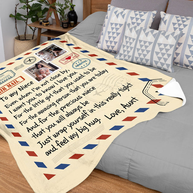 Letter Blanket, Gift For Niece, Custom Photo