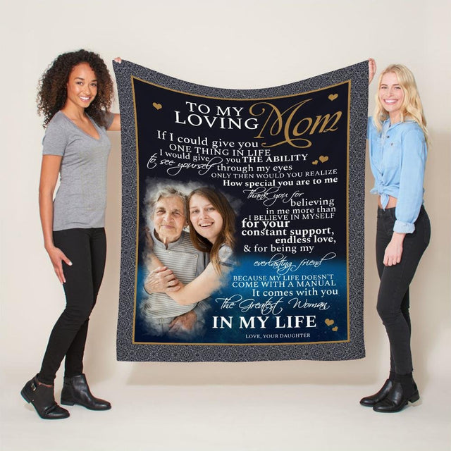 Letter Blanket, To My Loving Mom, Custom Photo, Personalized Name And Text Blanket