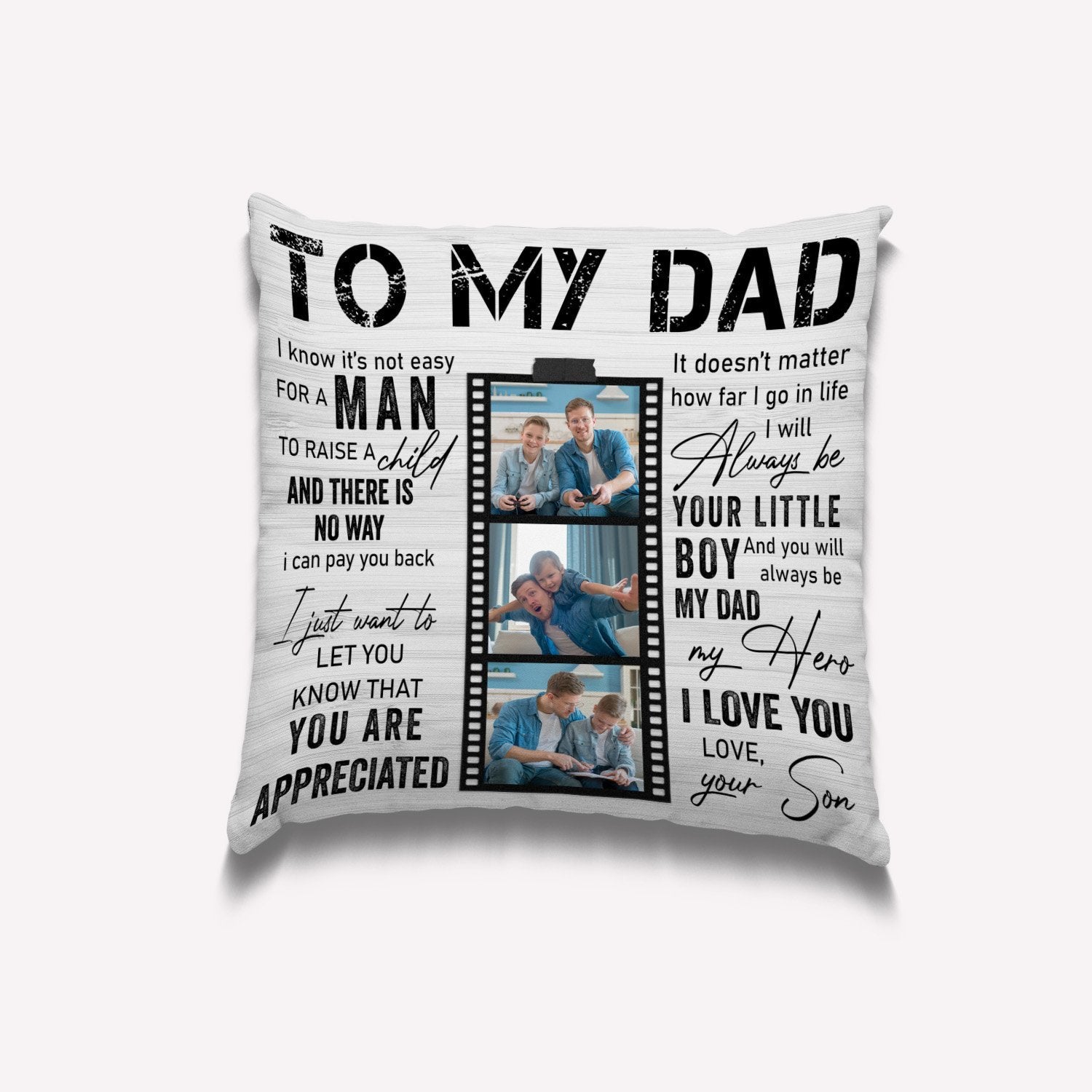 Letter Pillow, Custom Photo, Gift For Dad