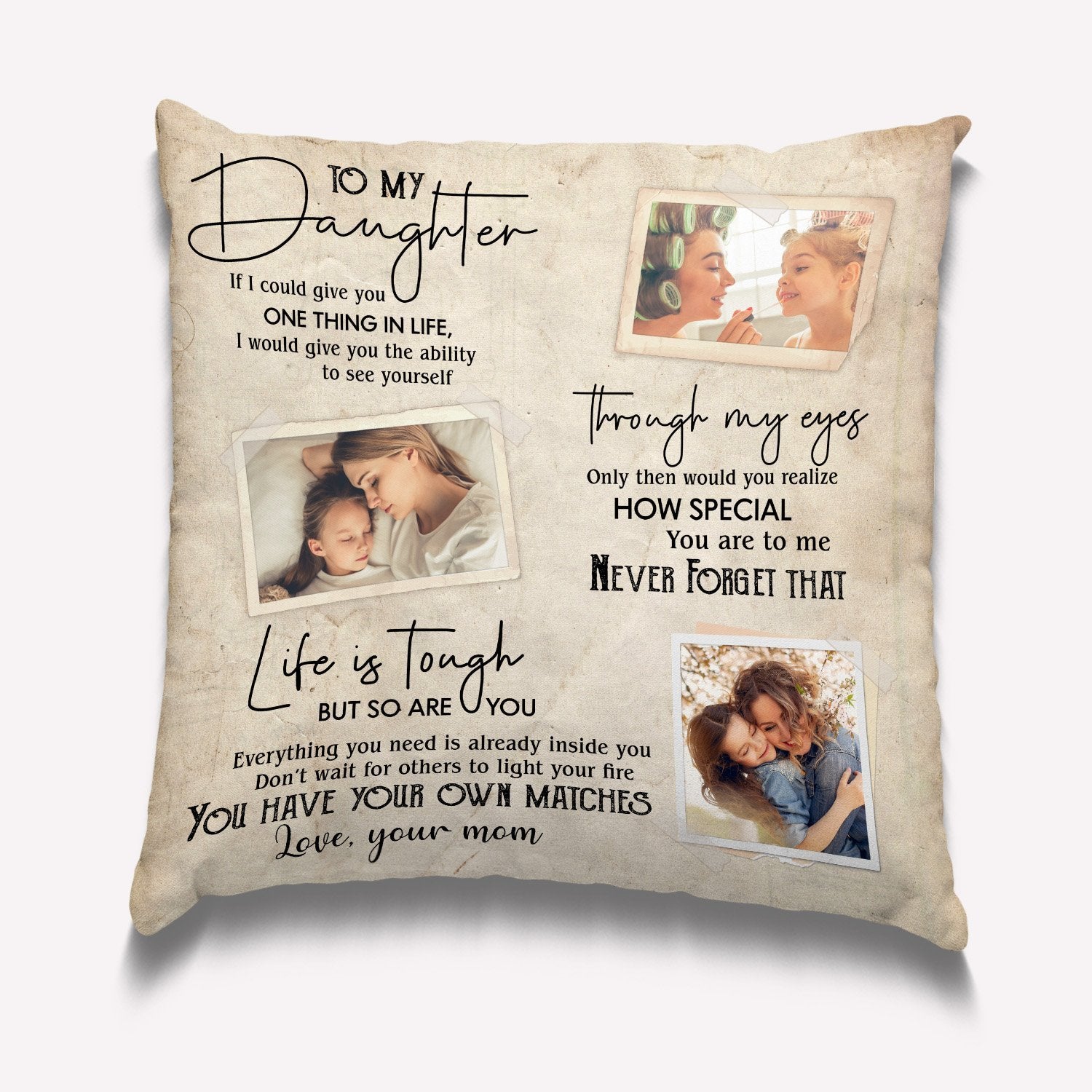 Letter Pillow, Custom Photo, Gift For Daughter