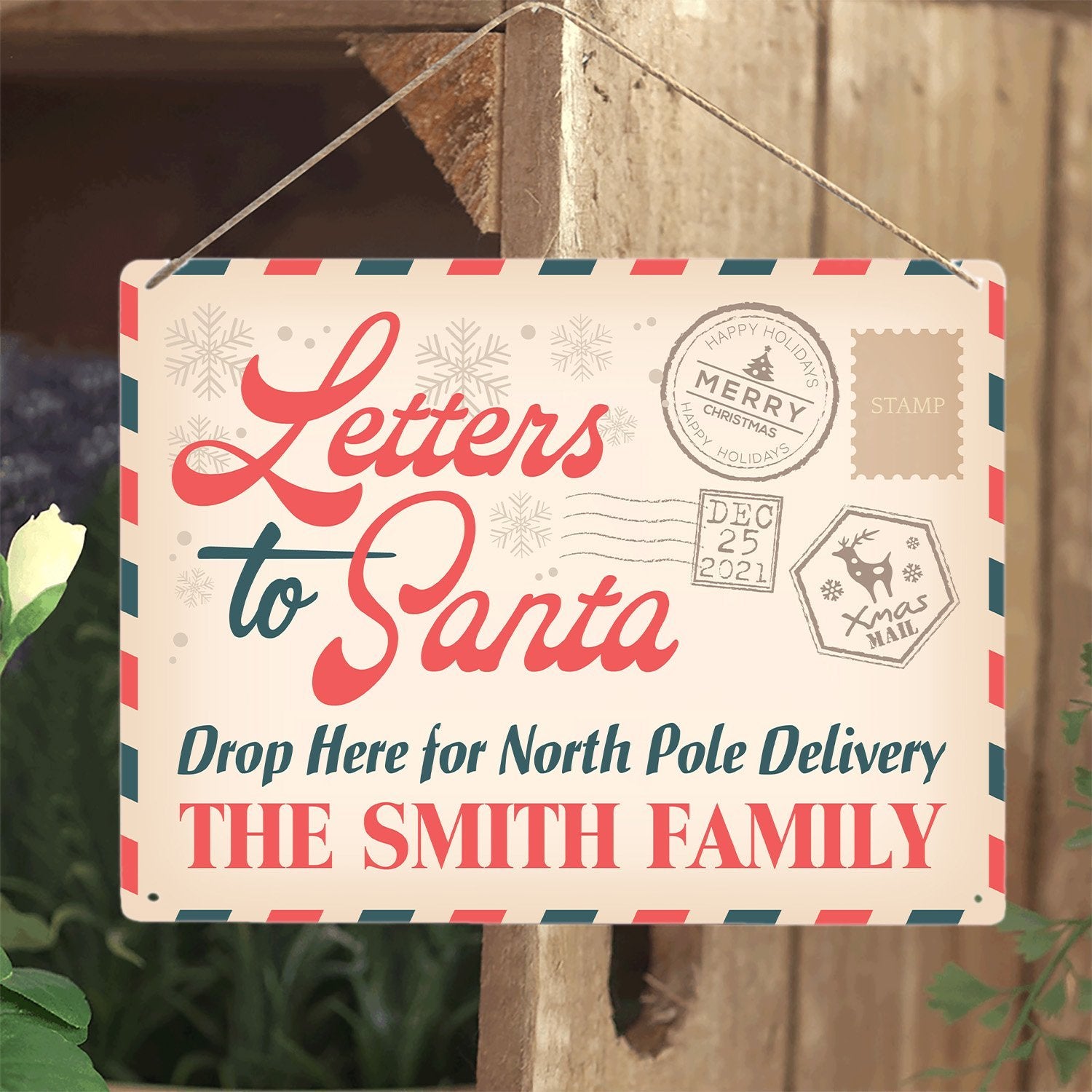 Letter To Santa, Drop Here For North Pole Delivery, Custom Metal Sign