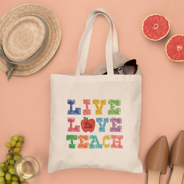Live, Love, Teacher, Custom Tote Bag