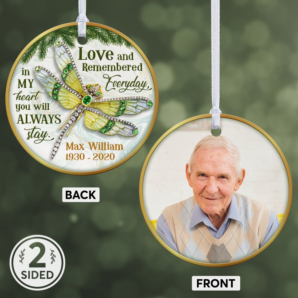 Love And Remembered In My Heart Every Day You Will Always Stay Memorial Decorative Christmas Circle Ornament 2 Sided