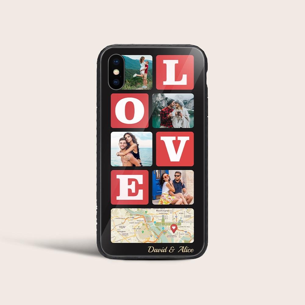 Love, Custom Map Print And Photo Collage Phone Case