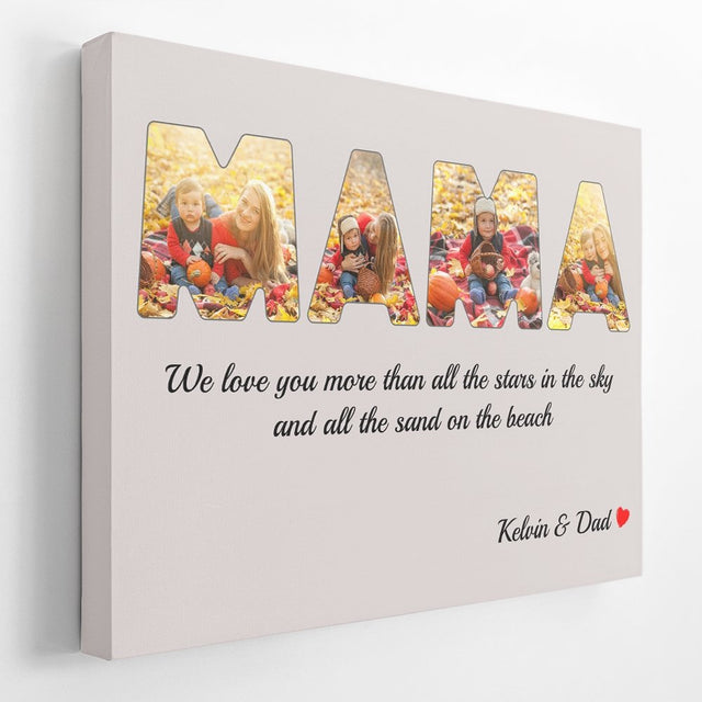 Mama Custom Photo - Personalized Light Grey Background Canvas