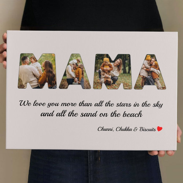 Mama Custom Photo - Personalized Light Grey Background Canvas