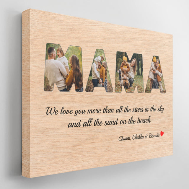 Mama Custom Photo - Personalized Light Wood Background Canvas