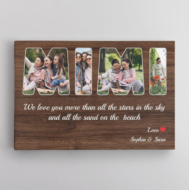 MiMi Custom Photo - Personalized Dark Wood Background Canvas