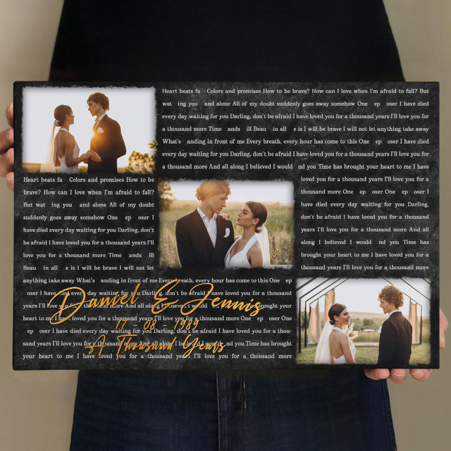 Custom Photo Name Date, Song Lyrics Landscape Canvas