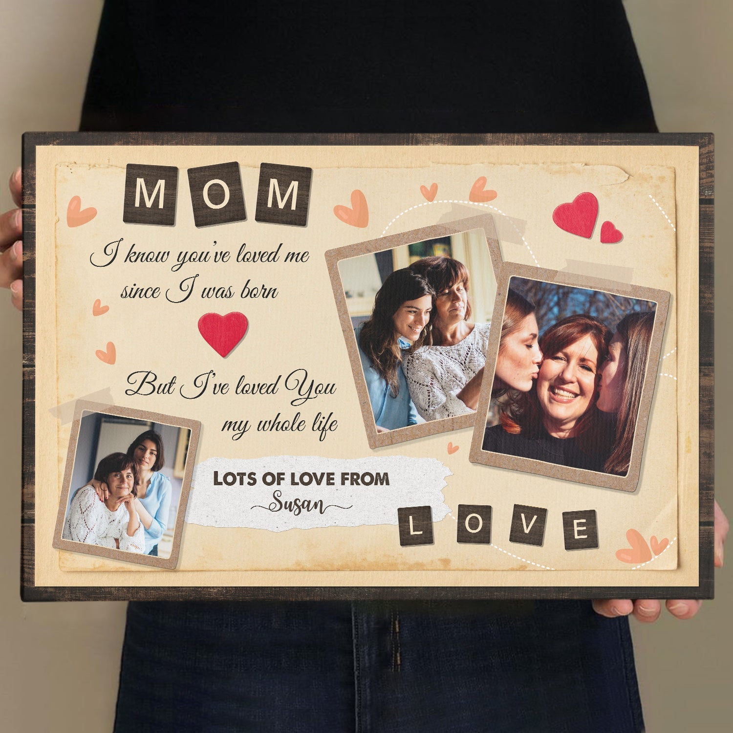 Mom, Always Love You, Custom Photo, Personalized Name And Text Canvas Wall Art