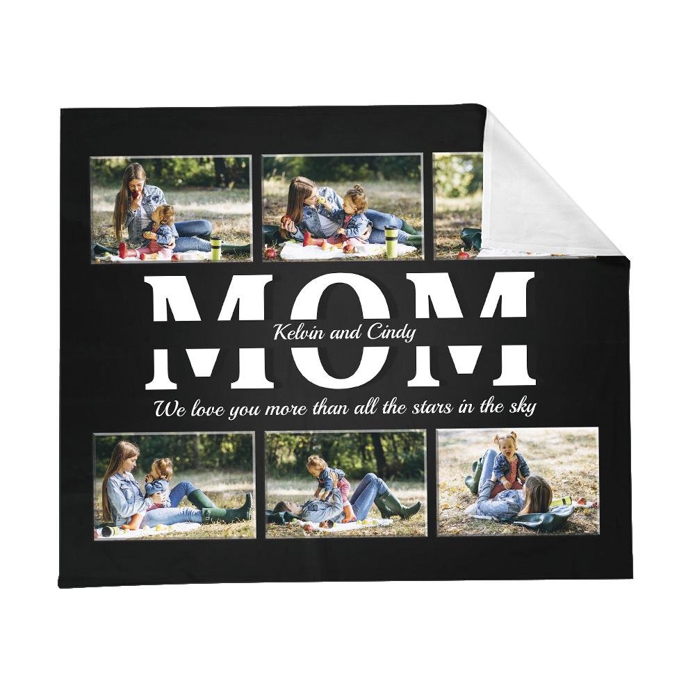Mom Custom Photo, 6 Pictures, Personalized Name And Text Blanket