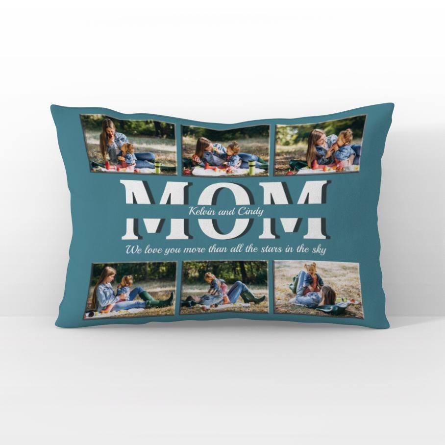 Mom Custom Photo, 6 Pictures, Personalized Name And Text Pillow